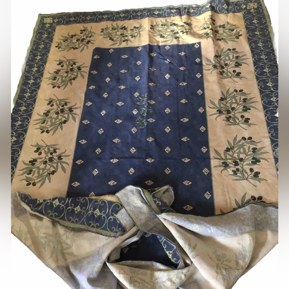 Cotton Olives Provence Style Tablecloth Yellow Blue 60x80”